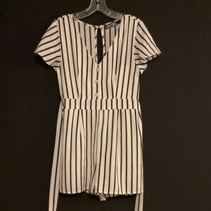 Black and cream romper